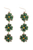 FOUR LEAF CLOVER 3 DROP GLITTER EARRINGS