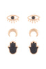 SEMI PRECIOUS EVIL EYE HAMSA 3 SET EARRINGS