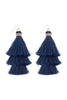 THREE LAYERED THREAD TASSEL EARRINGS