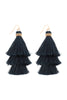 THREE LAYERED THREAD TASSEL EARRINGS