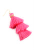 THREE LAYERED THREAD TASSEL EARRINGS