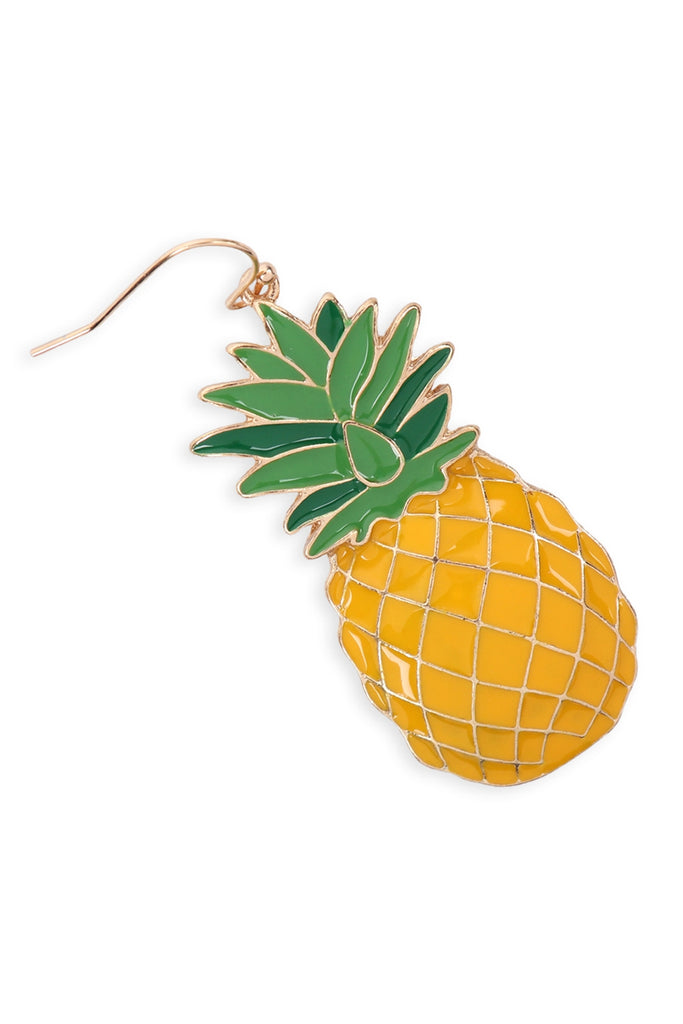 PINEAPPLE ENAMEL HOOK EARRINGS