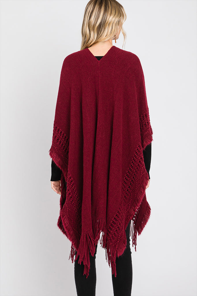 KNIT RUANA WITH FRINGE