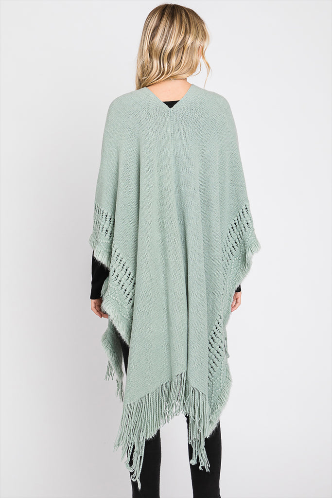 KNIT RUANA WITH FRINGE