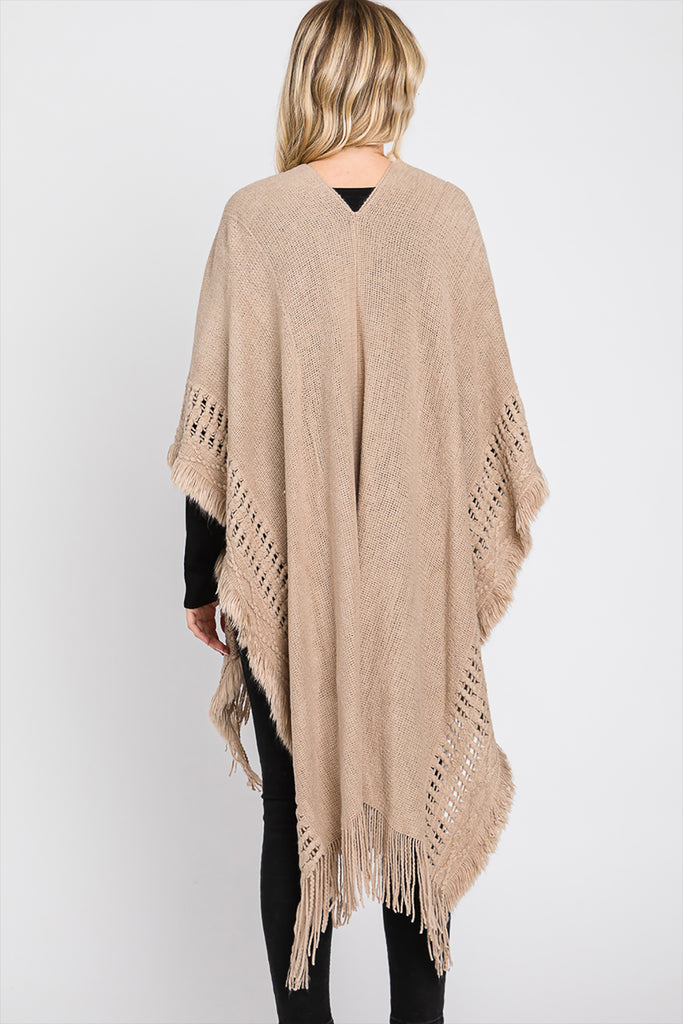 KNIT RUANA WITH FRINGE