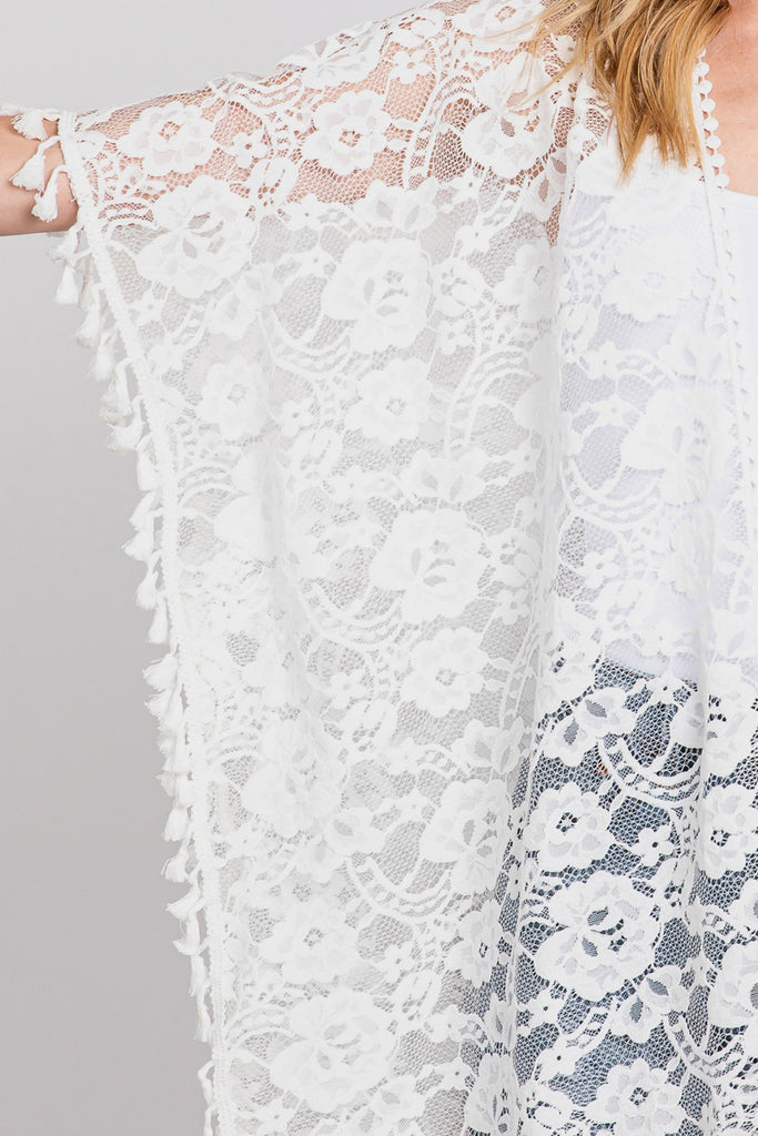 FLOWER PATTERN CROCHET LACE COVER-UP