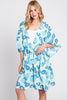 FLOWER PRINT SELF-TIE DRAWSTRING OPEN FRONT COVER-UP