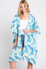 FLOWER PRINT SELF-TIE DRAWSTRING OPEN FRONT COVER-UP