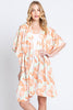 FLOWER PRINT SELF-TIE DRAWSTRING OPEN FRONT COVER-UP