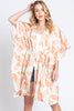 FLOWER PRINT SELF-TIE DRAWSTRING OPEN FRONT COVER-UP