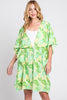 FLOWER PRINT SELF-TIE DRAWSTRING OPEN FRONT COVER-UP