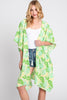 FLOWER PRINT SELF-TIE DRAWSTRING OPEN FRONT COVER-UP