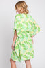 FLOWER PRINT SELF-TIE DRAWSTRING OPEN FRONT COVER-UP