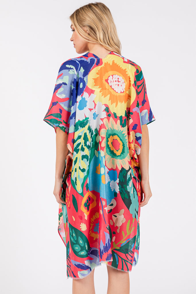 MULTI COLOR FLOWER PRINT KIMONO