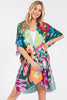 MULTI COLOR FLOWER PRINT KIMONO