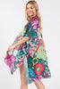 MULTI COLOR FLOWER PRINT KIMONO