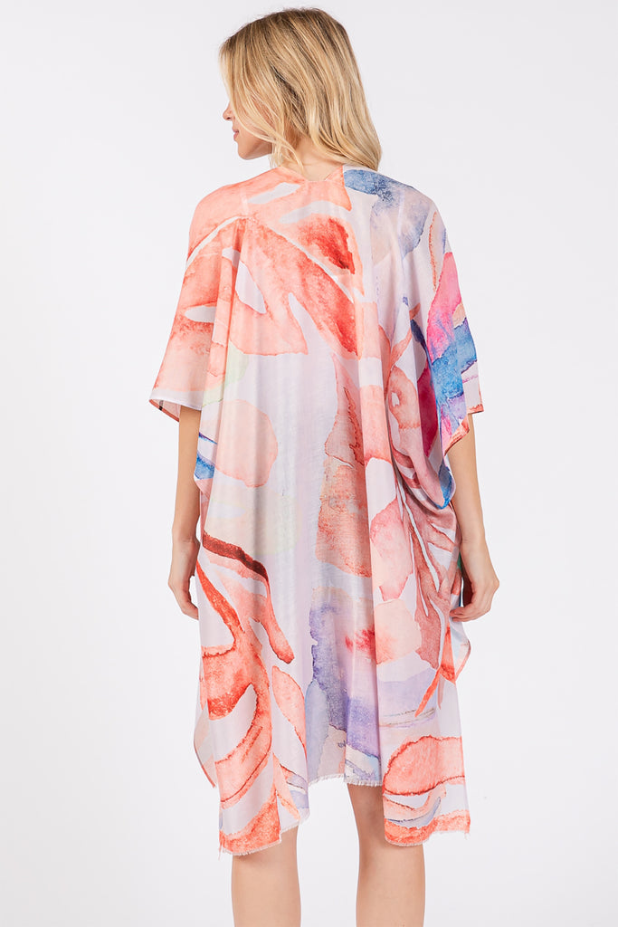 WATERCOLOR LEAVES PRINT KIMONO