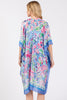 FLOWER PRINT SILKY FEEL KIMONO