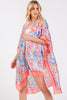 FLOWER PRINT SILKY FEEL KIMONO