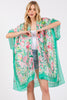 FLOWER PRINT SILKY FEEL KIMONO