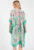 FLOWER PRINT SILKY FEEL KIMONO