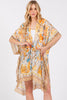 FLOWER PRINT SILKY FEEL KIMONO