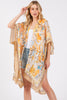 FLOWER PRINT SILKY FEEL KIMONO