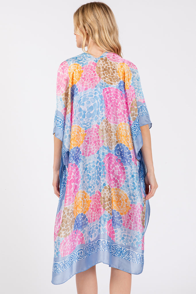 ABSTRACT PRINT SILKY FEEL KIMONO