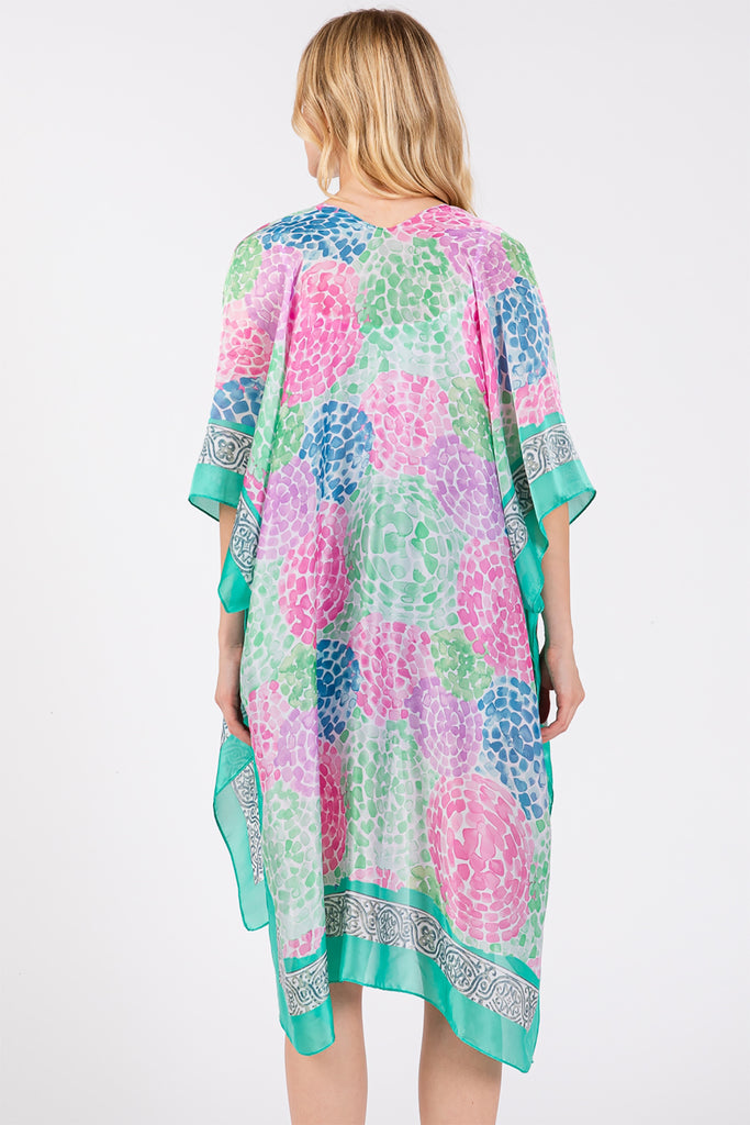 ABSTRACT PRINT SILKY FEEL KIMONO