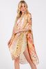 ABSTRACT PRINT SILKY FEEL KIMONO