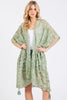 DISTRESSED PATTERN TASSEL KIMONO