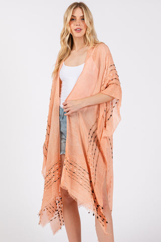 PAISLEY PRINT WITH BORDER LINE BOHO LONG KIMONO