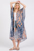 BOHO PRINT OPEN FRONT LONG KIMONO