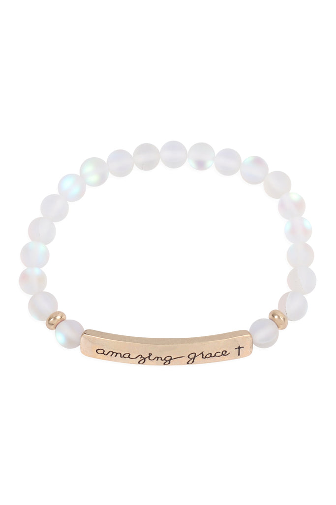 AMAZING GRACE" BAR CHARM BEADED STRETCH BRACELET