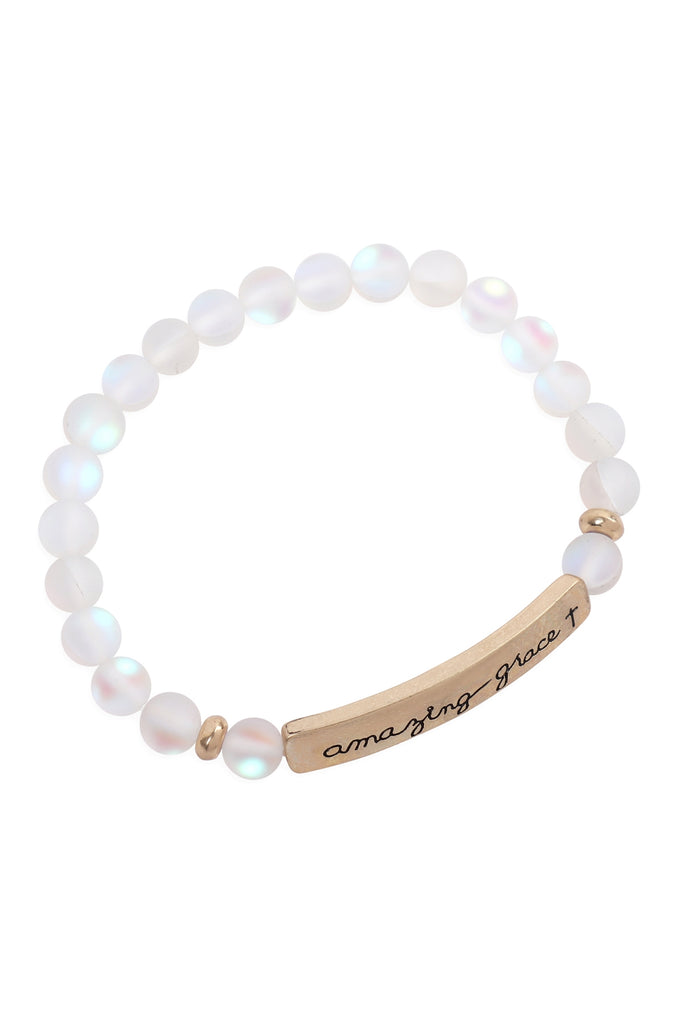 AMAZING GRACE" BAR CHARM BEADED STRETCH BRACELET