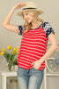 Star Printed Sleeve Stripe Raglan Top