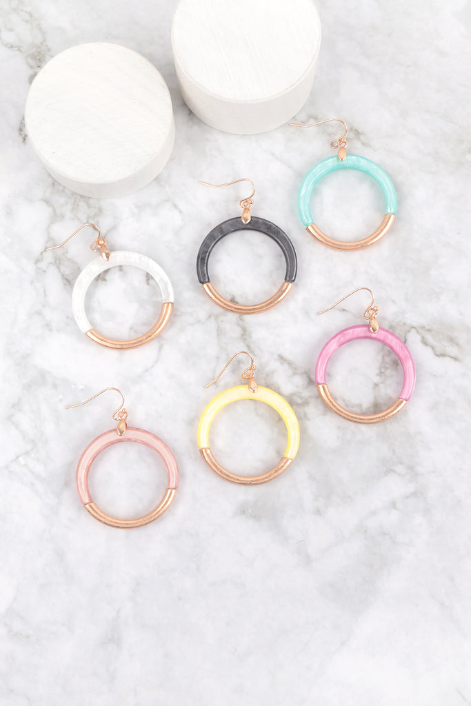 CAST RESIN COMBO HOOP DANGLE EARRING