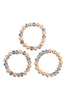 3 LINES STACKABLE TEXTURED CCB AND RONDELLE BEADS BRACELET