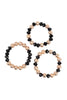 3 LINES STACKABLE TEXTURED CCB AND RONDELLE BEADS BRACELET