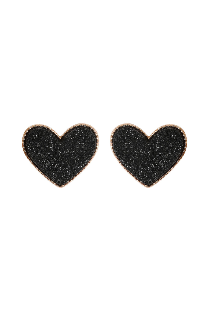 HEART DRUZY STUD EARRINGS