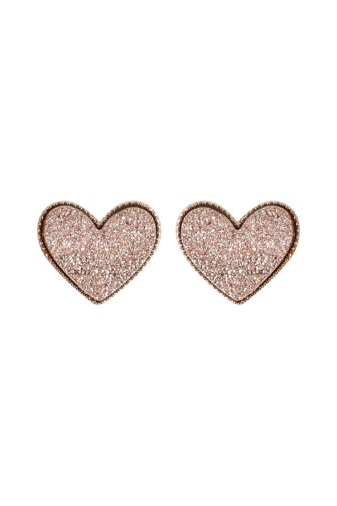 HEART DRUZY STUD EARRINGS