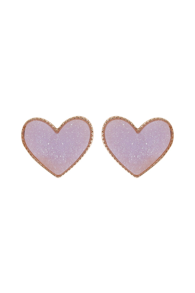 HEART DRUZY STUD EARRINGS