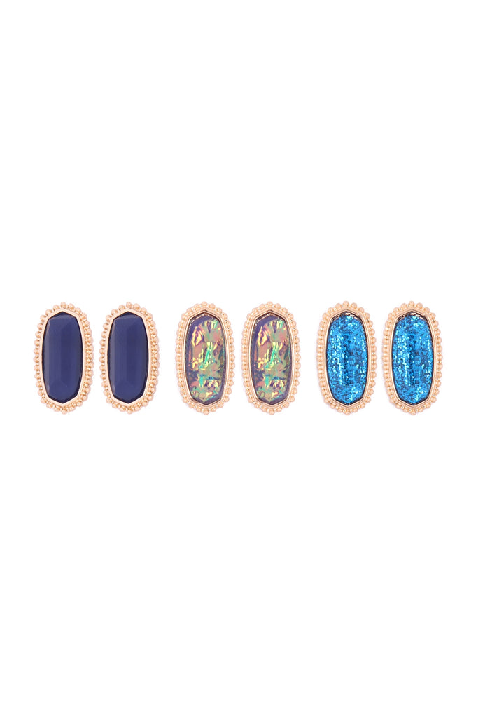 VE2871 - 3-PAIR STONE EARRING SET