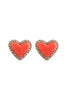 VALENTINE HEART DRUZY WITH RHINESTONE POST EARRINGS