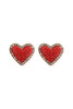 VALENTINE HEART DRUZY WITH RHINESTONE POST EARRINGS