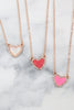 VALENTINE HEART DRUZY WITH RHINESTONE PENDANT NECKLACE AND EARRING SET