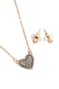 VALENTINE HEART DRUZY WITH RHINESTONE PENDANT NECKLACE AND EARRING SET