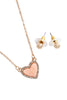 VALENTINE HEART DRUZY WITH RHINESTONE PENDANT NECKLACE AND EARRING SET