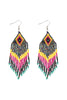 TRIBAL PATTERN SEED BEADS BOHO FISH HOOK EARRINGS