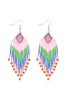 TRIBAL PATTERN SEED BEADS BOHO FISH HOOK EARRINGS